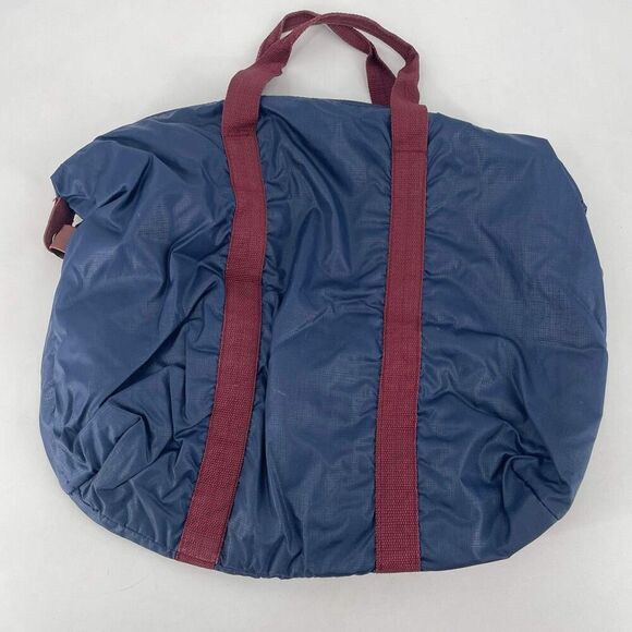 VTG Yves St Laurent Women's Nylon Zip Contrast Burgundy Handle Tote Bag Blue - Picture 2 of 10